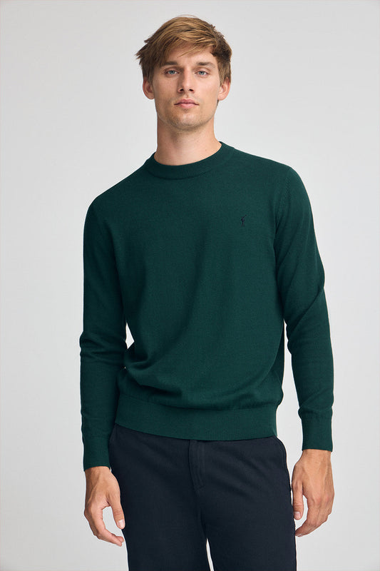 Emerald wool-blend jumper with Rigby Go embroidery