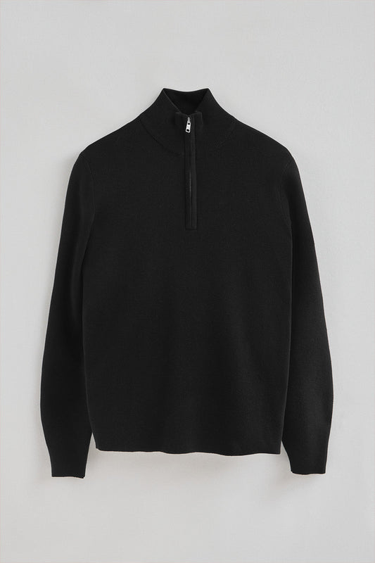 Black half-zip jumper with Polo Club patch
