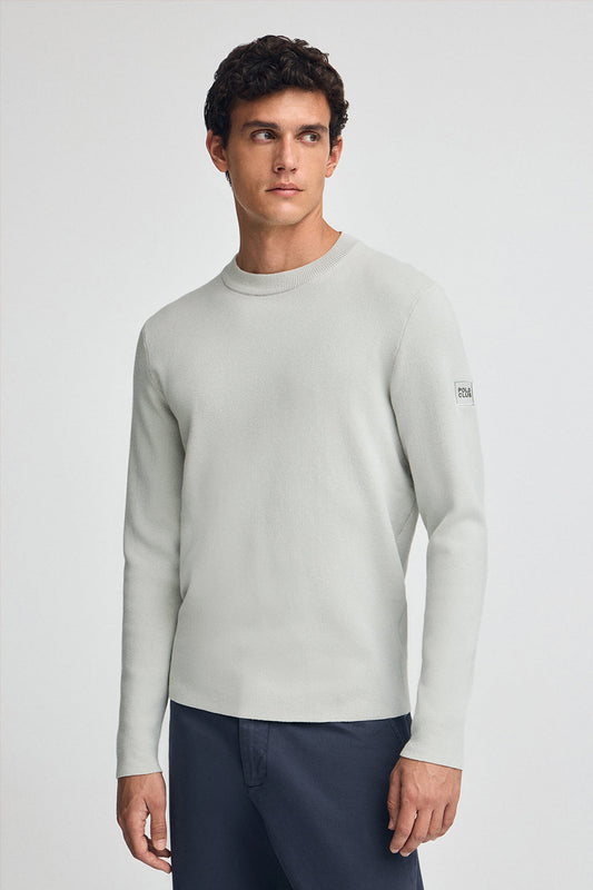 Light-grey cotton-knit jumper with Polo Club patch