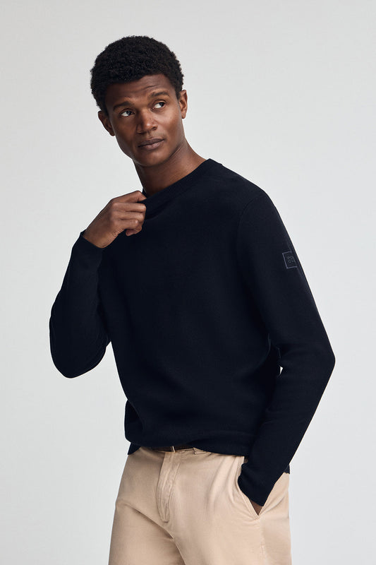 Navy-blue cotton-knit jumper with Polo Club patch