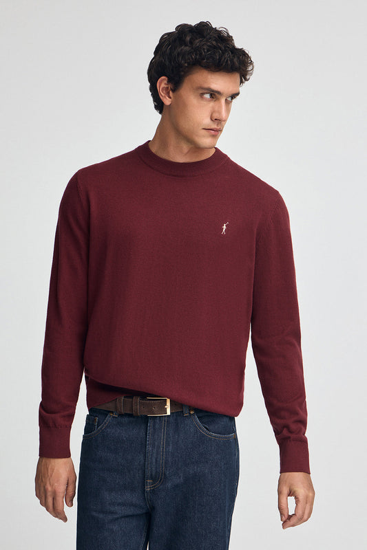 Maroon wool-blend jumper with Rigby Go embroidery