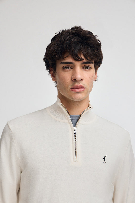 Nude half-zip wool-blend jumper with Rigby Go embroidery