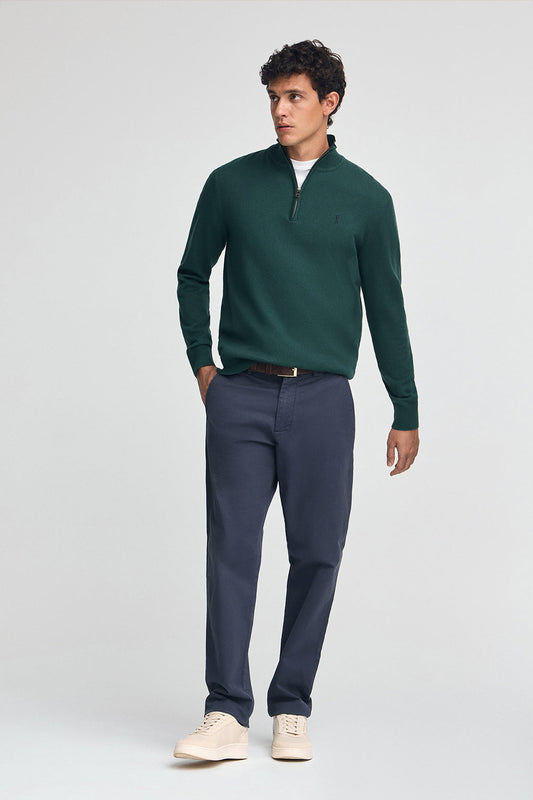 Emerald half-zip wool-blend jumper with Rigby Go embroidery